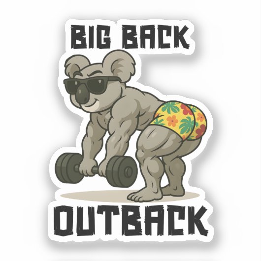 Big Back Outback – Funny Koala Gym Deadlift Design Sticker (Voorkant)