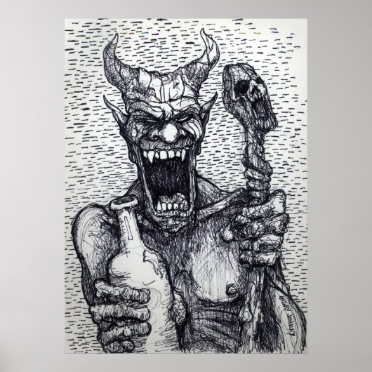 "BIG BAD BOOZIN BEELZEBUB" POSTER (Voorkant)