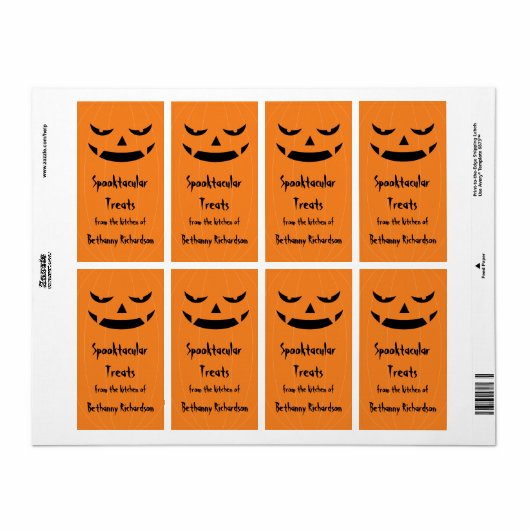Big Bad Halloween Jack O'Lantern Keukenlabel Etiket (Full Sheet)