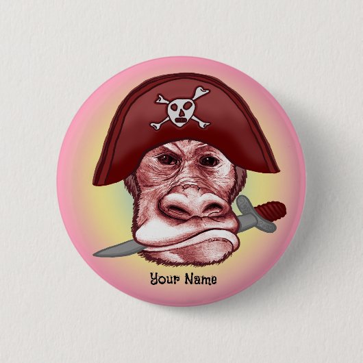 Big Bad Monkey Pirate Ronde Button 5,7 Cm (Voorkant)