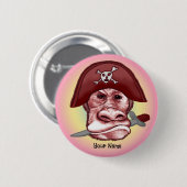Big Bad Monkey Pirate Ronde Button 5,7 Cm (Voorkant /achterkant)