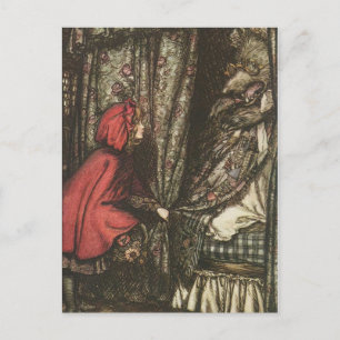 Big Bad Wolf in Grandma's Bed Briefkaart