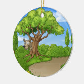 Big Bad Wolf pingelt van boom Keramisch Ornament (Links)