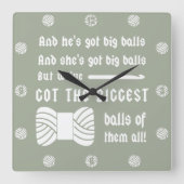 Big Balls van Yarn ・ Crochet Craft Room {Dark} Vierkante Klok (Voorkant)