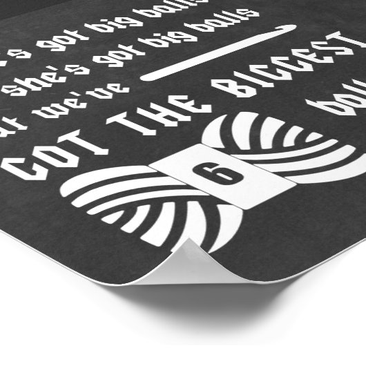 Big Balls van Yarn Crochet Crafts Chalk Texture Poster (Hoek)