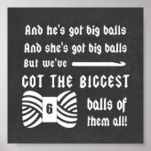 Big Balls van Yarn Crochet Crafts Chalk Texture Poster (Voorkant)