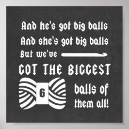 Big Balls van Yarn Crochet Crafts Chalk Texture Poster