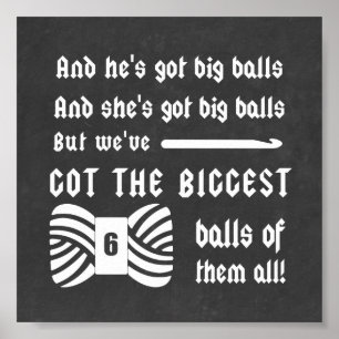 Big Balls van Yarn Crochet Crafts Chalk Texture Poster