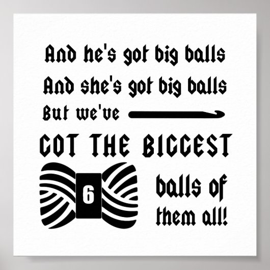Big Balls van Yarn Crochet Crafts Poster (Voorkant)