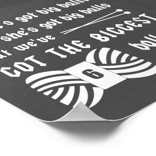 Big Balls van Yarn Knitting Crafts Chalk Texture Poster (Hoek)