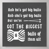 Big Balls van Yarn Knitting Crafts Chalk Texture Poster (Voorkant)
