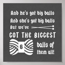 Big Balls van Yarn Knitting Crafts Chalk Texture Poster