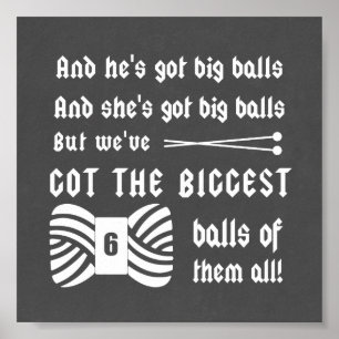 Big Balls van Yarn Knitting Crafts Chalk Texture Poster