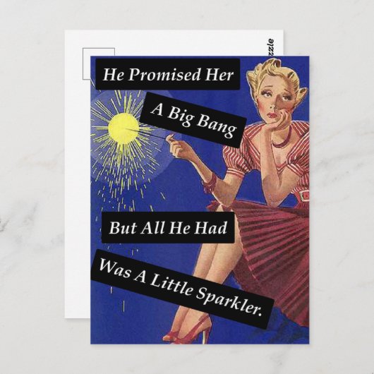 Big Bang Fireworks  Let Single Girl Briefkaart (Voorkant / Achterkant)