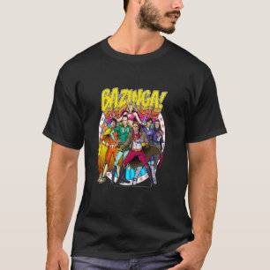 Big Bang Theory Bazinga strip superheldengroep por T-shirt