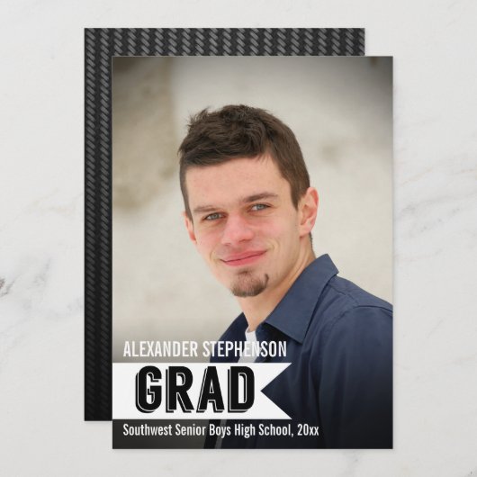 Big Banner jongens Aangepaste foto-Afstuderen Kaart (Voorkant / Achterkant)