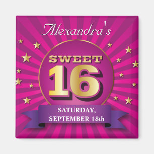 Big Bash Pink Sweet 16 feestmagneet Magneet