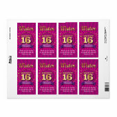 Big Bash Pink Sweet 16 waterlabel Etiket (Full Sheet)