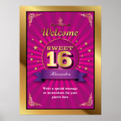 Big Bash Pink Sweet 16 WelkomstPoster Poster (Voorkant)