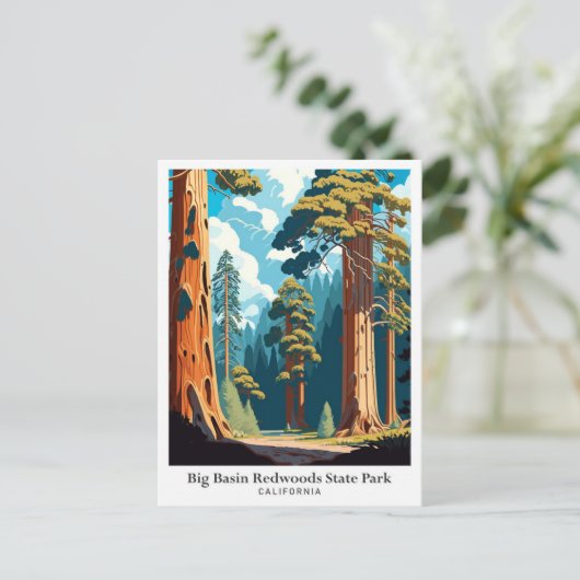 Big Basin Redwoods State Park reisillustratie Briefkaart (Staand voorkant)