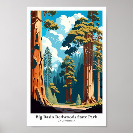 Big Basin Redwoods State Park reisillustratie Poster (Voorkant)