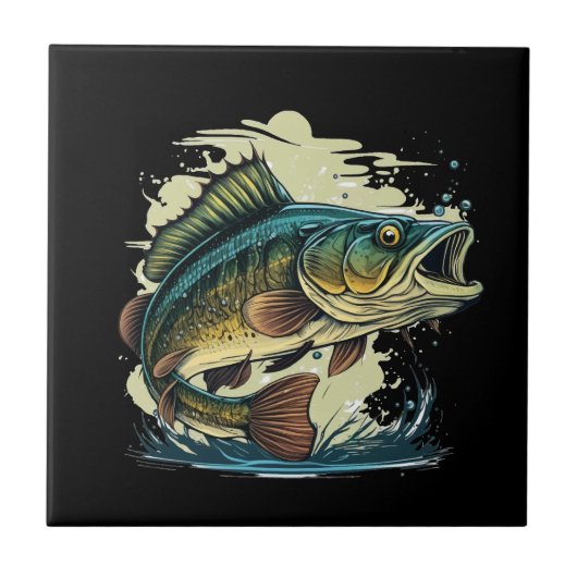 big-bass-fish-vector-cartoon-tshirt-big-bass-fish- tegeltje (Voorkant)