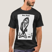Big Bass Fish Zwart en Wit T-shirt (Voorkant)