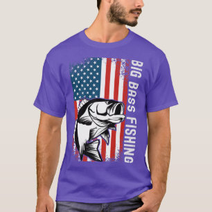 Big Bass Fishing Patriottic US Flag Bass Fish Fish T-shirt