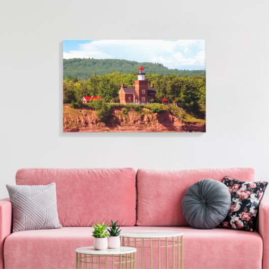 Big Bay Bay Lighthouder van watercanvas afdruk Canvas Afdruk (Insitu (Woonkamer))