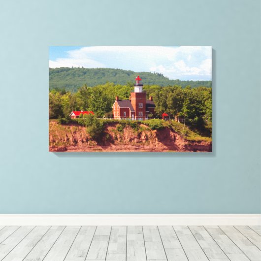 Big Bay Bay Lighthouder van watercanvas afdruk Canvas Afdruk (Insitu (Houten vloer))