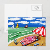 Big Beach Diva Sunbather Post Card Briefkaart (Voorkant / Achterkant)