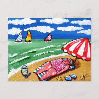 Big Beach Diva Sunbather Post Card Briefkaart