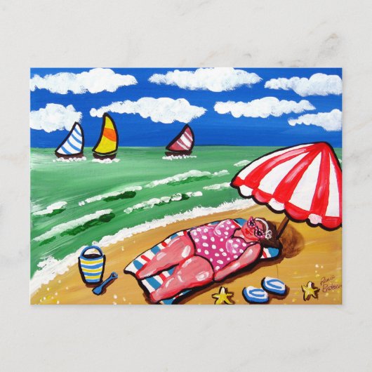 Big Beach Diva Sunbather Post Card Briefkaart (Voorkant)