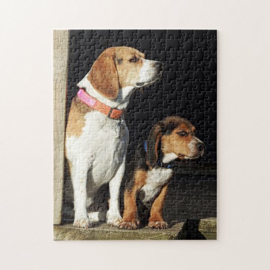 Big Beagle Sister en Little Brother Beagle Legpuzzel (Verticaal)