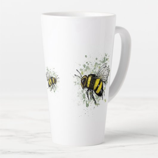 Big Beautiful Bumble BEE, Digital Drawing Latte Mok (Rechterhoek)