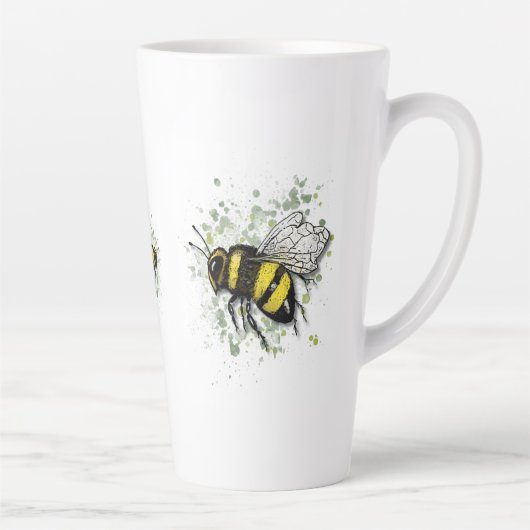 Big Beautiful Bumble BEE, Digital Drawing Latte Mok (Rechts)