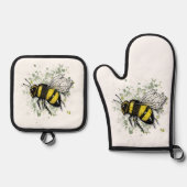 Big Beautiful Bumble BEE, Digital Drawing Ovenwant & Pannenlap Set (Voorkant)