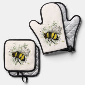 Big Beautiful Bumble BEE, Digital Drawing Ovenwant & Pannenlap Set (Voorkant / Achterkant)