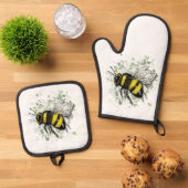 Big Beautiful Bumble BEE, Digital Drawing Ovenwant & Pannenlap Set (Top down)