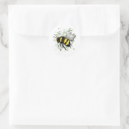 Big Beautiful Bumble BEE, Digital Drawing Ronde Sticker (Tas)