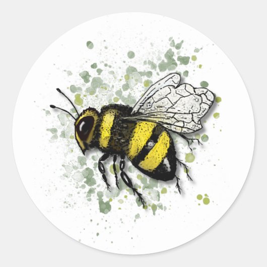 Big Beautiful Bumble BEE, Digital Drawing Ronde Sticker (Voorkant)