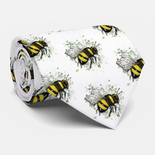 Big Beautiful Bumble BEE, Digital Drawing Stropdas (Opgerold)