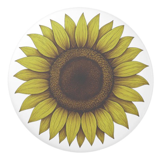 Big Beautiful Earthy Sunflower Unisex Keramische Knop (Voorkant)