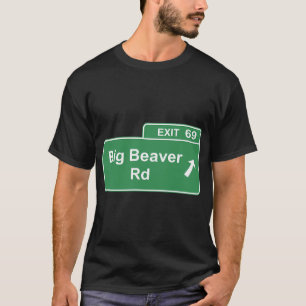 Big Beaver Exit 69 teken Detroit T-shirt