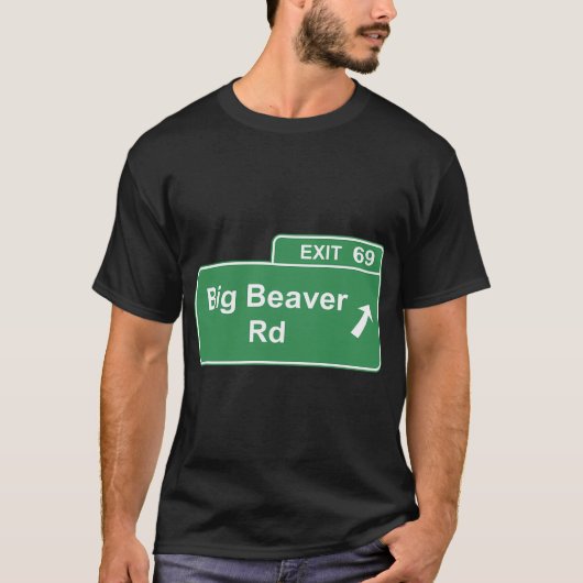 Big Beaver Exit 69 teken Detroit T-shirt (Voorkant)