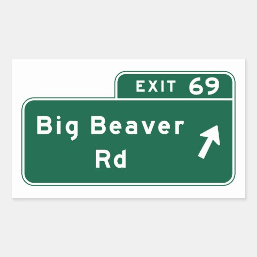 Big Beaver Road, Road Sign, Michigan, Verenigde St Rechthoekige Sticker (Voorkant)