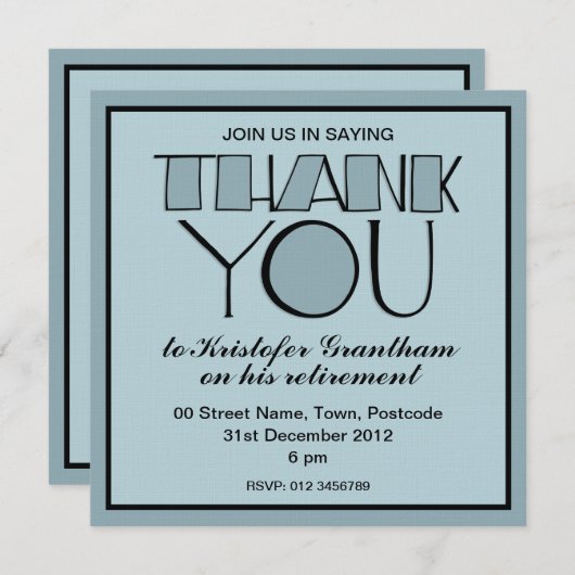 Big Bedankt voor de blauwe uitnodiging tot pension (Voorkant / Achterkant)