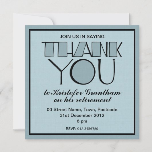 Big Bedankt voor de blauwe uitnodiging tot pension (Voorkant)