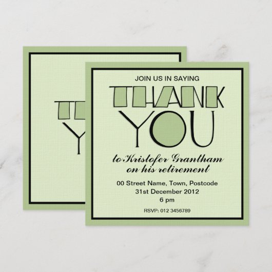 Big Bedankt voor de groene uitnodiging tot pension (Voorkant / Achterkant)