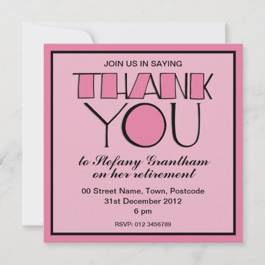 Big Bedankt voor de roze uitnodiging tot pensioner (Voorkant)